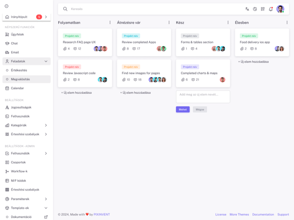 Feladatok követése Kanban-nézetben a DigitalCave felületén